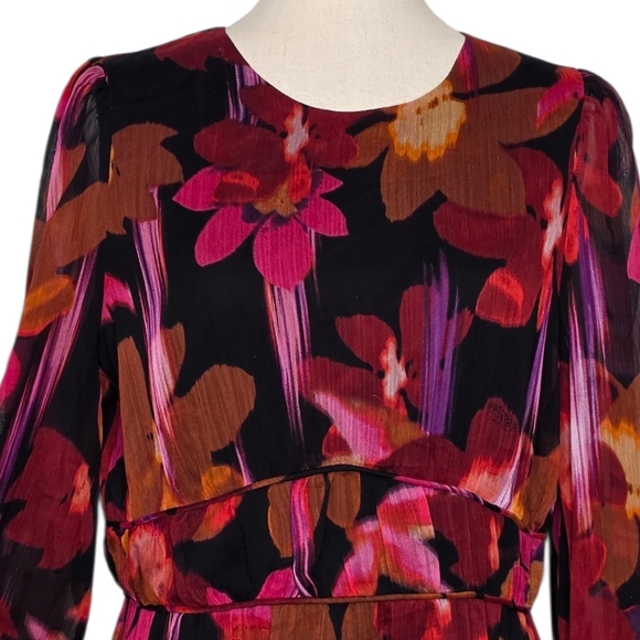 Donna Morgan Floral Long Sleeve Fit And Flare Mini Dress Size 8